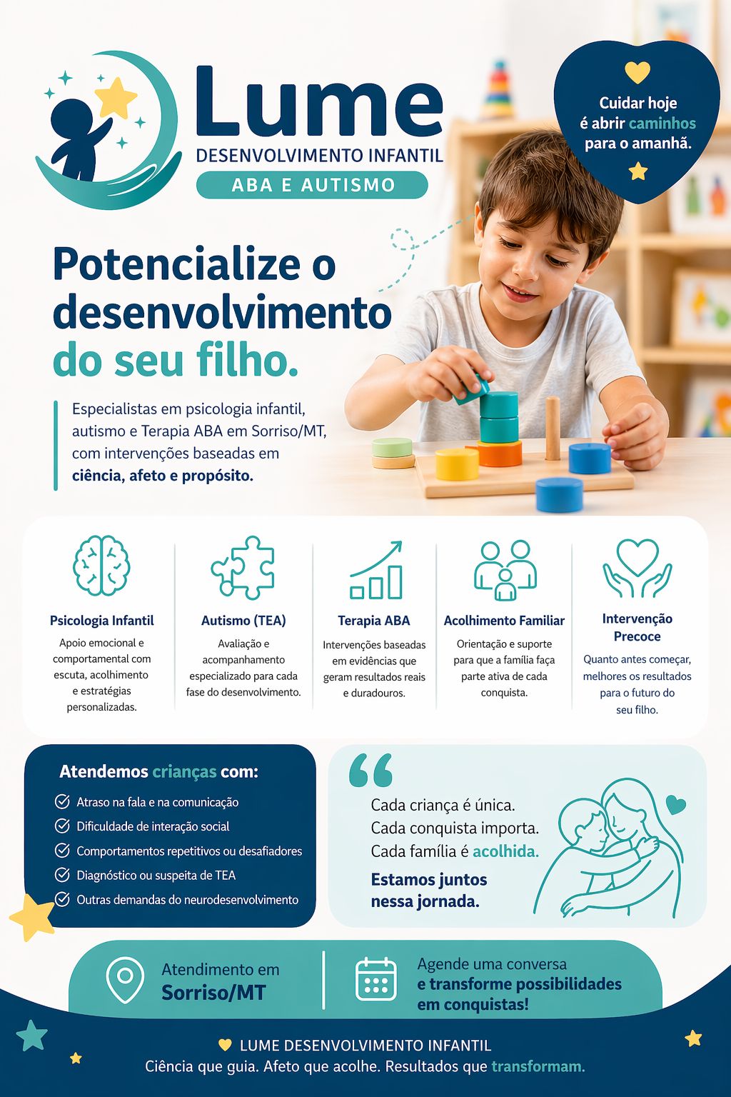 Clínica Lume Desenvolvimento Infantil sobre Terapia ABA, autismo e desenvolvimento infantil em Sorriso MT.”