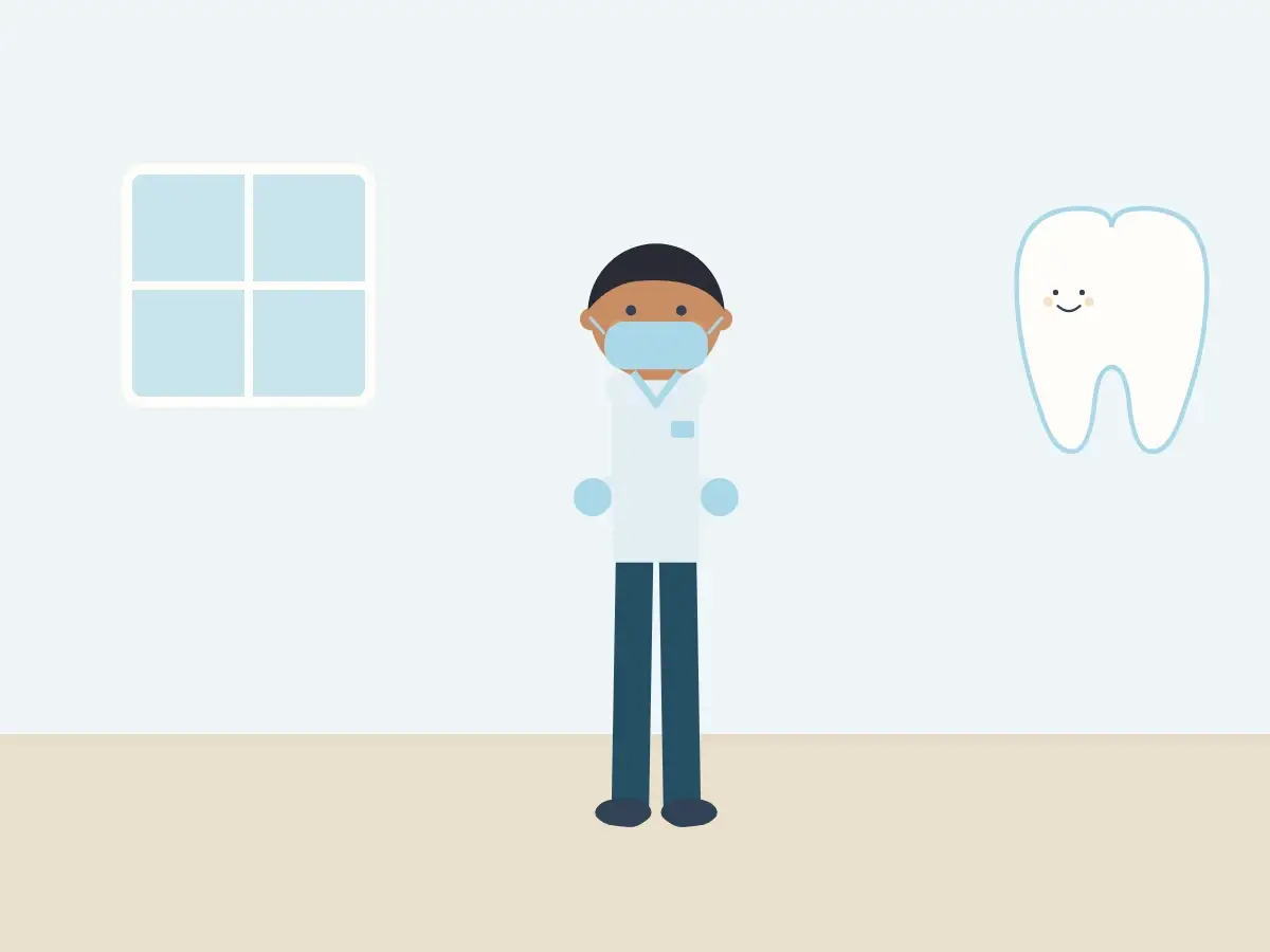 Dentista com luvas e máscara